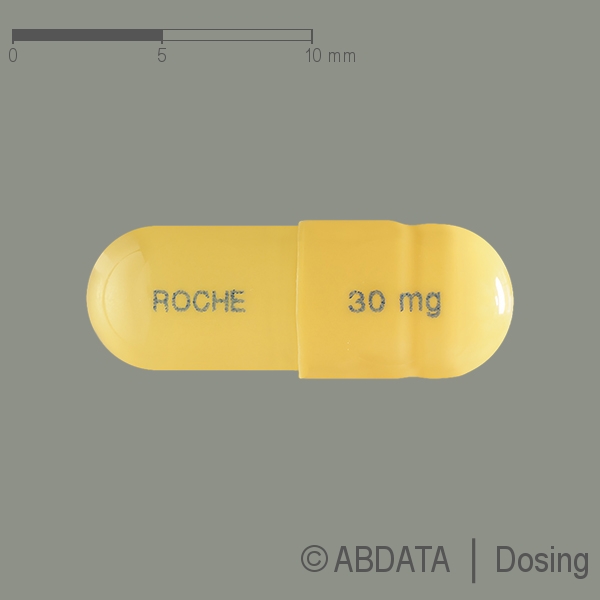 Produktabbildungen für TAMIFLU 30 mg Hartkapseln in der Vorder-, Hinter- und Seitenansicht.
