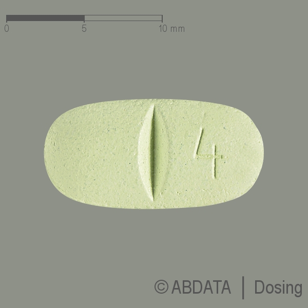 Produktabbildungen für RISPERIDON-1A Pharma 4 mg Filmtabletten in der Vorder-, Hinter- und Seitenansicht.