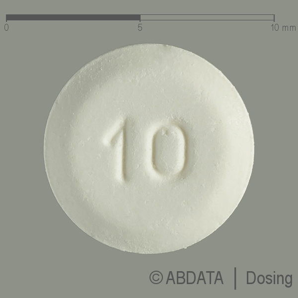 Produktabbildungen für RIZATRIPTAN AbZ 10 mg Schmelztabletten in der Vorder-, Hinter- und Seitenansicht.