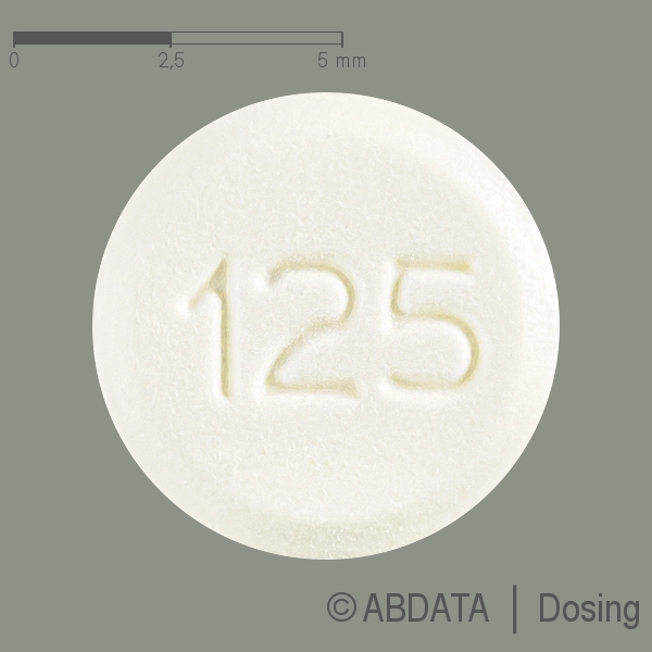 Produktabbildungen für LEVOTHYROXIN Abdi 125 Mikrogramm Tabletten in der Vorder-, Hinter- und Seitenansicht.