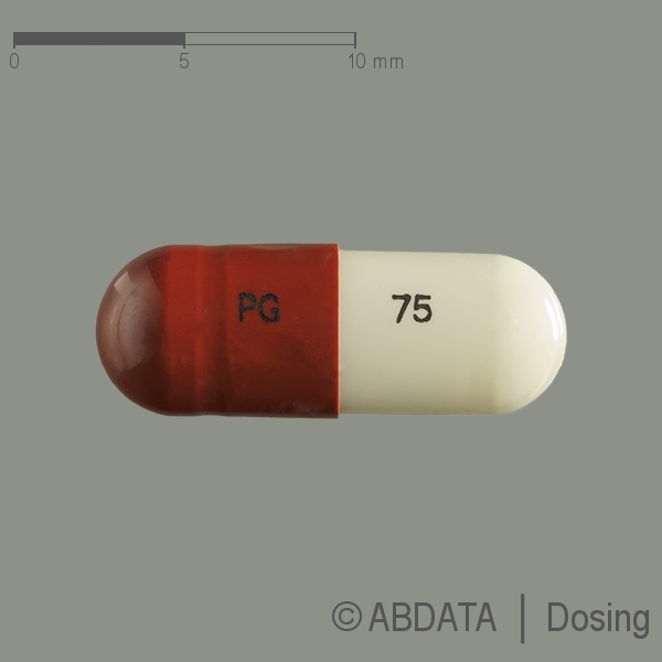 Produktabbildungen für PREGABALIN Accord 75 mg Hartkapseln in der Vorder-, Hinter- und Seitenansicht.