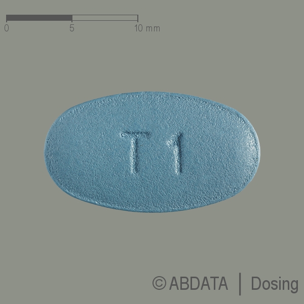 Produktabbildungen für TENOFOVIRDISOPROXIL Glenmark 245 mg Filmtabletten in der Vorder-, Hinter- und Seitenansicht.