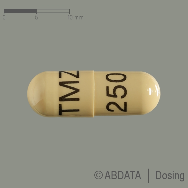 Produktabbildungen für TEMOZOLOMID Ribosepharm 250 mg Hartkapseln in der Vorder-, Hinter- und Seitenansicht.