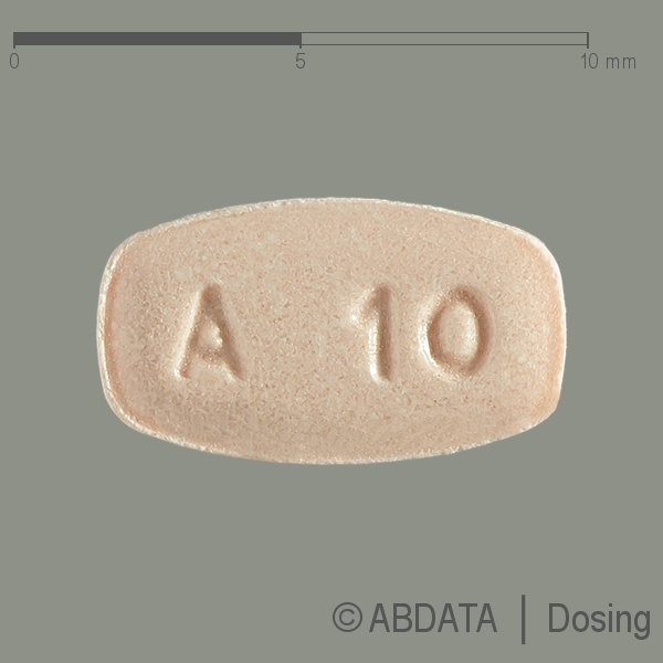 Produktabbildungen für ARIPIPRAZOL Krka 10 mg Tabletten in der Vorder-, Hinter- und Seitenansicht.