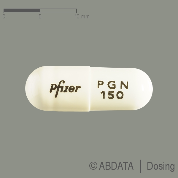 Produktabbildungen für LYRICA 150 mg Hartkapseln in der Vorder-, Hinter- und Seitenansicht.