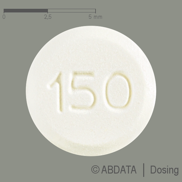 Produktabbildungen für LEVOTHYROXIN Abdi 150 Mikrogramm Tabletten in der Vorder-, Hinter- und Seitenansicht.