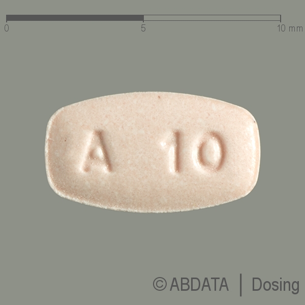 Produktabbildungen für ARIPIPAN 10 mg Tabletten in der Vorder-, Hinter- und Seitenansicht.