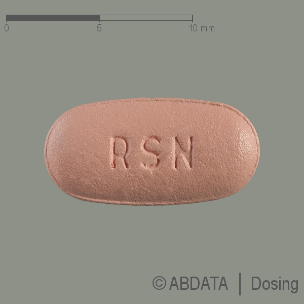 Produktabbildungen für RISEDRONAT Theramex 75 mg Filmtabletten in der Vorder-, Hinter- und Seitenansicht.