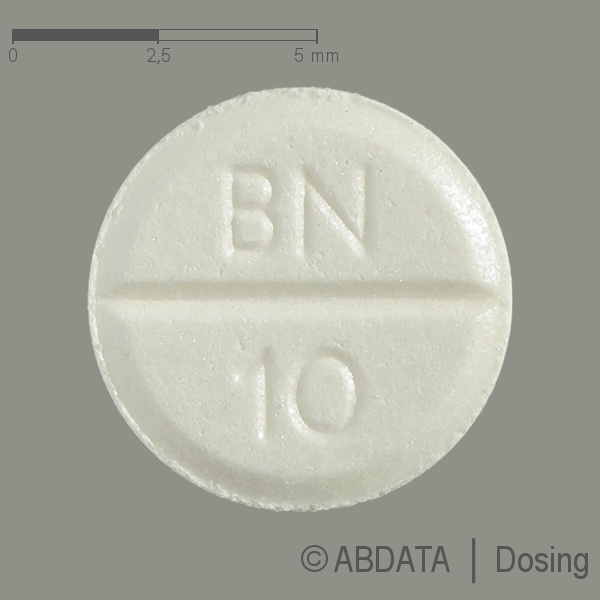 Produktabbildungen für BACLOFEN-ratiopharm 10 mg Tabletten in der Vorder-, Hinter- und Seitenansicht.