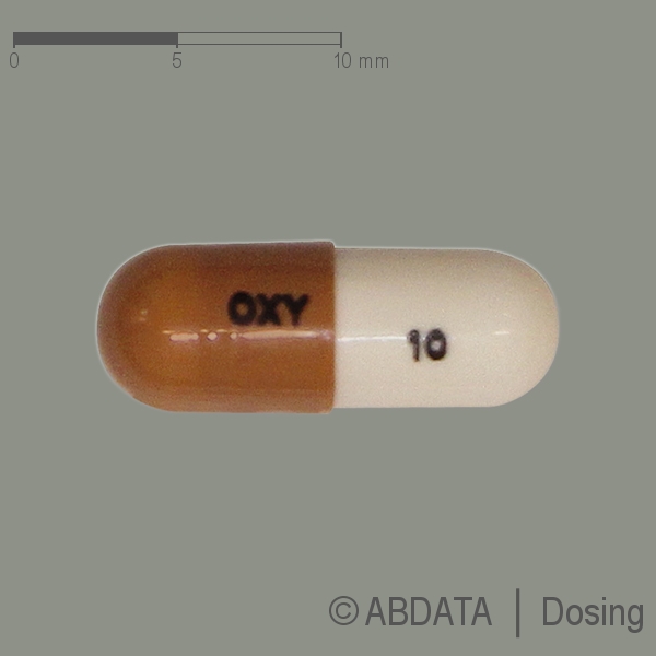 Produktabbildungen für OXYCODON-HCl-ratiopharm akut 10 mg Hartkapseln in der Vorder-, Hinter- und Seitenansicht.