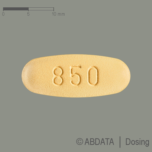 Produktabbildungen für VILDAGLIPTIN Metformin Zentiva 50 mg/850 mg FTA in der Vorder-, Hinter- und Seitenansicht.