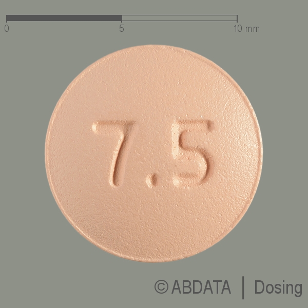 Produktabbildungen für IVABRADIN beta 7,5 mg Filmtabletten in der Vorder-, Hinter- und Seitenansicht.