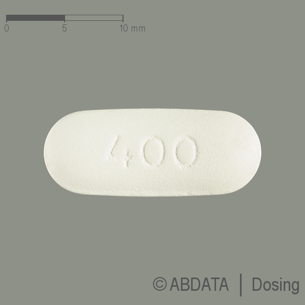 Produktabbildungen für QUETIAPIN TAD 400 mg Retardtabletten in der Vorder-, Hinter- und Seitenansicht.