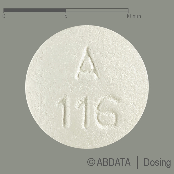 Produktabbildungen für ERLOTINIB-ratiopharm 100 mg Filmtabletten in der Vorder-, Hinter- und Seitenansicht.