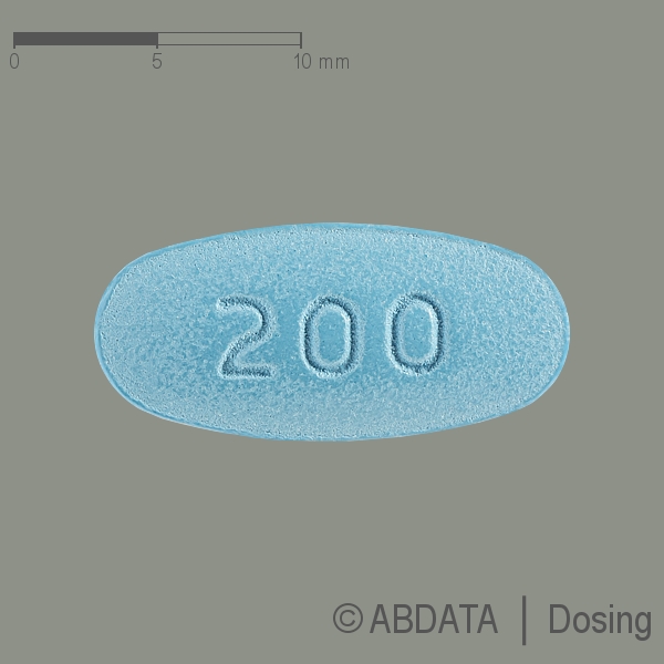 Produktabbildungen für LACOSAMID STADA 200 mg Filmtabletten in der Vorder-, Hinter- und Seitenansicht.