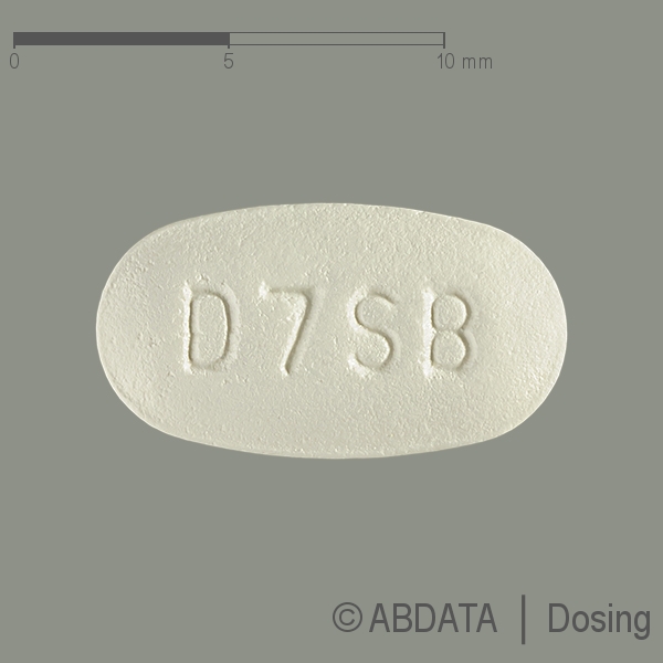 Produktabbildungen für DASATINIB Mylan 50 mg Filmtabletten in der Vorder-, Hinter- und Seitenansicht.