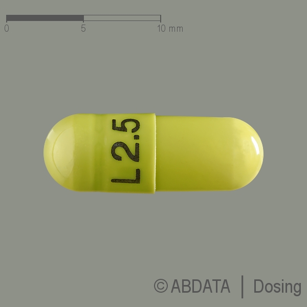 Produktabbildungen für LENALIDOMID PUREN 2,5 mg Hartkapseln in der Vorder-, Hinter- und Seitenansicht.