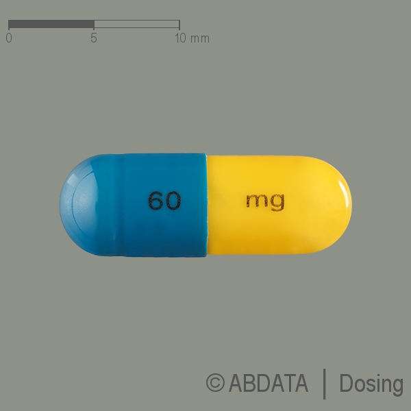 Produktabbildungen für ATOMOXETIN beta 60 mg Hartkapseln in der Vorder-, Hinter- und Seitenansicht.
