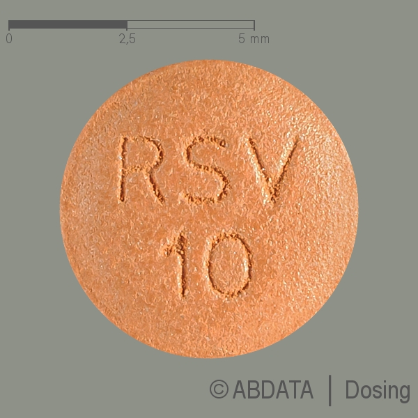 Produktabbildungen für ROSUVASTATIN-1A Pharma 10 mg Filmtabletten in der Vorder-, Hinter- und Seitenansicht.