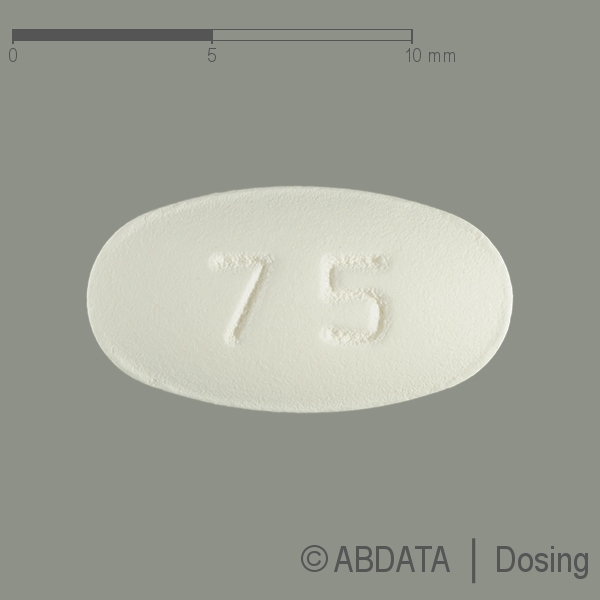 Produktabbildungen für IRBESARTAN Fair-Med 75 mg Filmtabletten in der Vorder-, Hinter- und Seitenansicht.