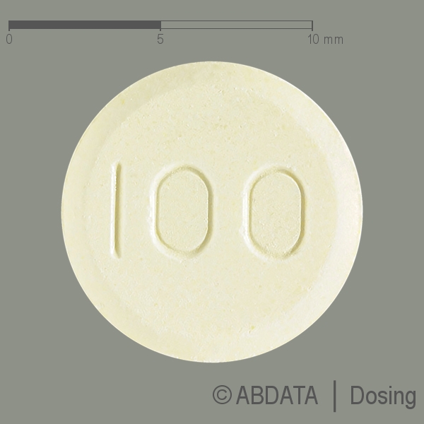Produktabbildungen für CLOZAPIN PUREN 100 mg Tabletten in der Vorder-, Hinter- und Seitenansicht.