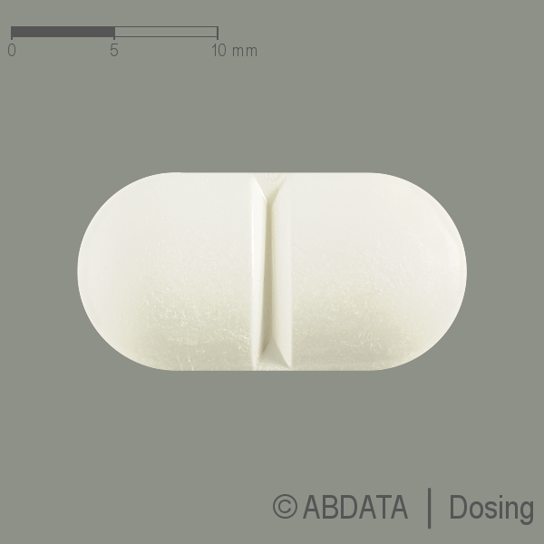 Produktabbildungen für ESLICARBAZEPIN Aristo 800 mg Tabletten in der Vorder-, Hinter- und Seitenansicht.