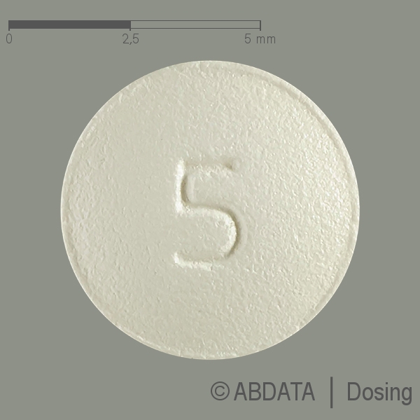 Produktabbildungen für TIVICAY 5 mg Tabl.z.Herst.e.Susp.z.Einnehmen in der Vorder-, Hinter- und Seitenansicht.