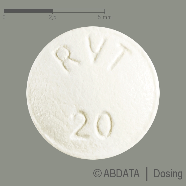 Produktabbildungen für REVATIO 20 mg Filmtabletten in der Vorder-, Hinter- und Seitenansicht.