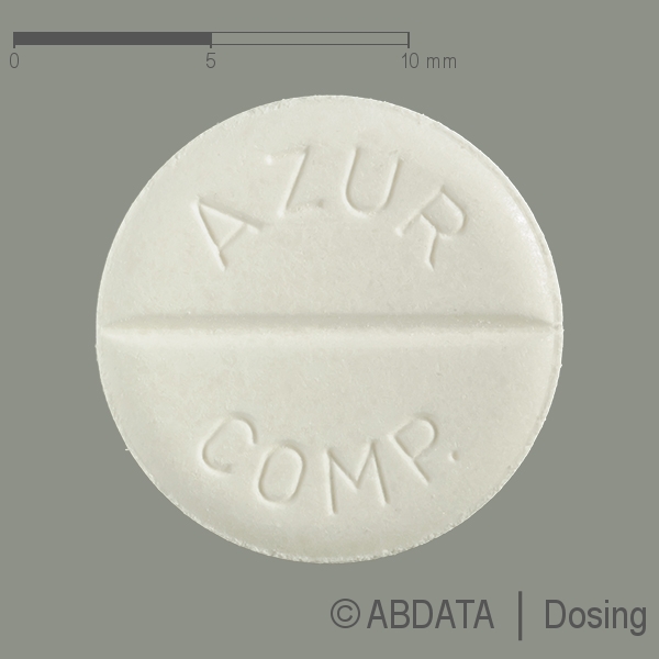 Produktabbildungen für AZUR compositum 350 mg/50 mg/30 mg Tabletten in der Vorder-, Hinter- und Seitenansicht.
