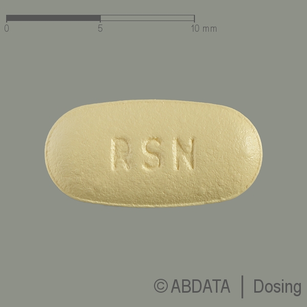 Produktabbildungen für RISEDRONAT Theramex 5 mg Filmtabletten in der Vorder-, Hinter- und Seitenansicht.