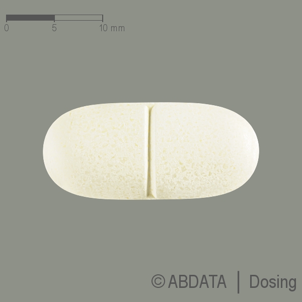 Produktabbildungen für AMOXICILLIN Aristo 1000 mg Tabletten in der Vorder-, Hinter- und Seitenansicht.