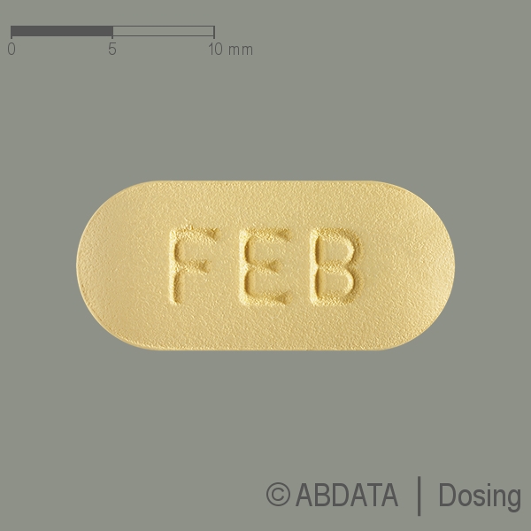 Produktabbildungen für FEBUXOSTAT PUREN 120 mg Filmtabletten in der Vorder-, Hinter- und Seitenansicht.