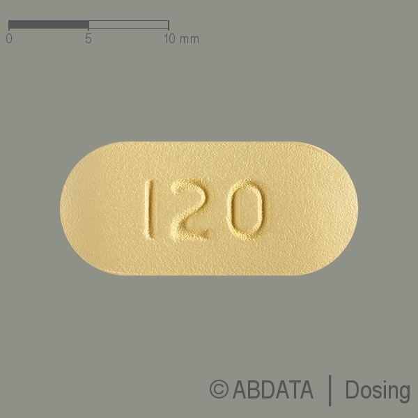 Produktabbildungen für FEBUXOSTAT PUREN 120 mg Filmtabletten in der Vorder-, Hinter- und Seitenansicht.