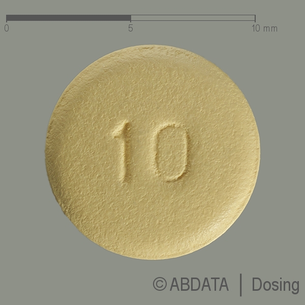 Produktabbildungen für DONEPEZIL-HCL Zentiva 10 mg Filmtabletten in der Vorder-, Hinter- und Seitenansicht.