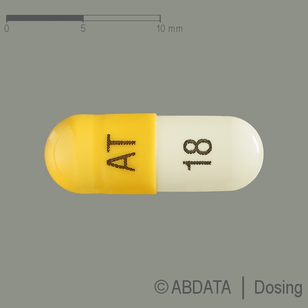 Produktabbildungen für ATOMOXETIN PUREN 18 mg Hartkapseln in der Vorder-, Hinter- und Seitenansicht.
