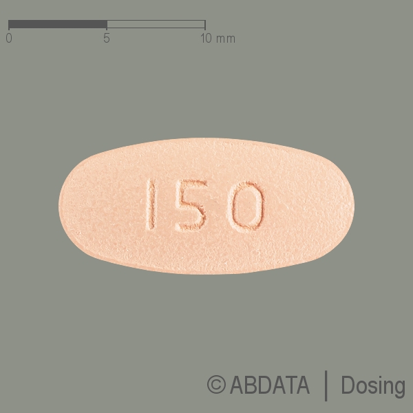 Produktabbildungen für LACOSAMID AL 150 mg Filmtabletten in der Vorder-, Hinter- und Seitenansicht.