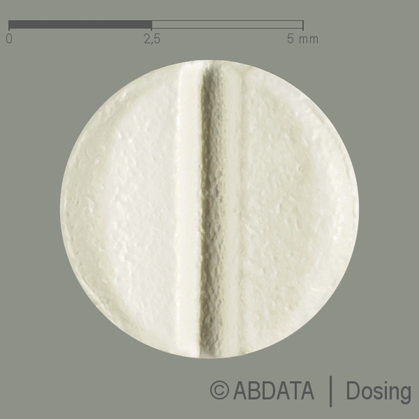 Produktabbildungen für BISOPROLOL-1A Pharma 2,5 mg Filmtabletten in der Vorder-, Hinter- und Seitenansicht.