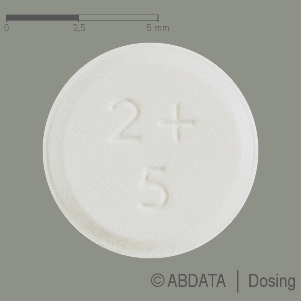 Produktabbildungen für INDIVINA 2 mg/5 mg Tabletten in der Vorder-, Hinter- und Seitenansicht.