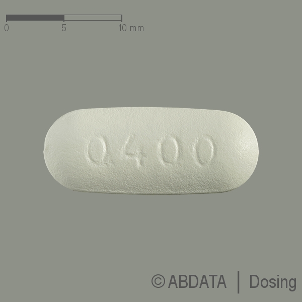 Produktabbildungen für QUETIAPIN-ratiopharm 400 mg Retardtabletten in der Vorder-, Hinter- und Seitenansicht.