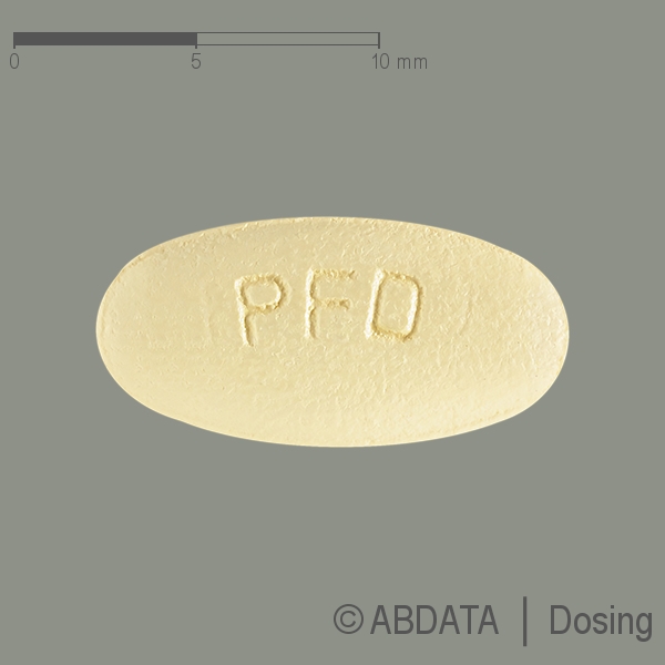 Produktabbildungen für ESBRIET 267 mg Filmtabletten in der Vorder-, Hinter- und Seitenansicht.
