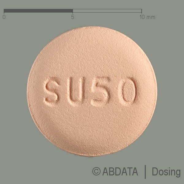 Produktabbildungen für SUMATRIPTAN AL 50 mg Filmtabletten in der Vorder-, Hinter- und Seitenansicht.