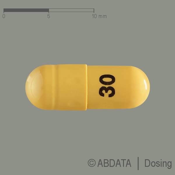 Produktabbildungen für EBRANTIL 30 mg Retardkapseln in der Vorder-, Hinter- und Seitenansicht.
