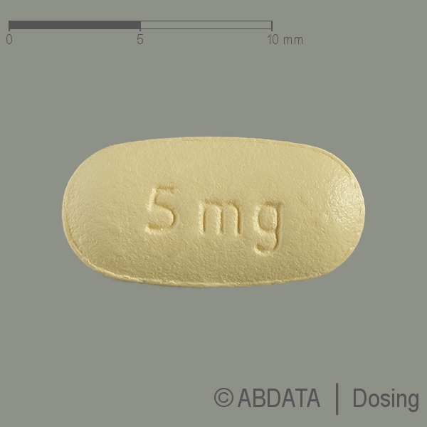 Produktabbildungen für ACTONEL 5 mg Filmtabletten in der Vorder-, Hinter- und Seitenansicht.