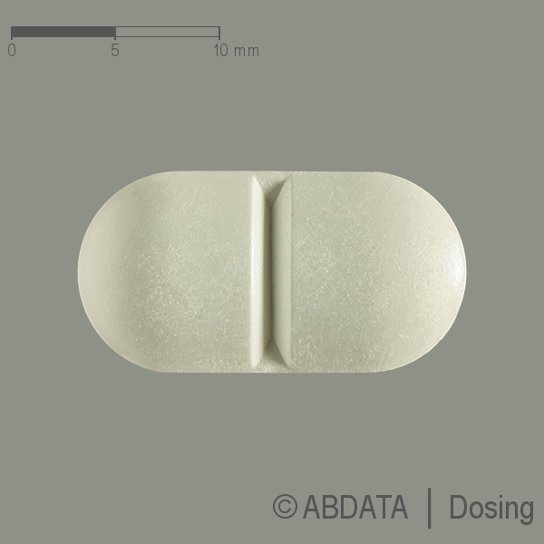 Produktabbildungen für ESLIBON 800 mg Tabletten in der Vorder-, Hinter- und Seitenansicht.