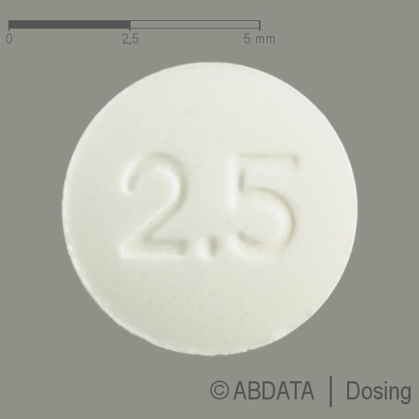 Produktabbildungen für LISINOPRIL 2,5 Heumann Tabletten in der Vorder-, Hinter- und Seitenansicht.
