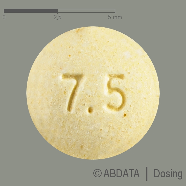Produktabbildungen für BISOLICH 7,5 mg Tabletten in der Vorder-, Hinter- und Seitenansicht.