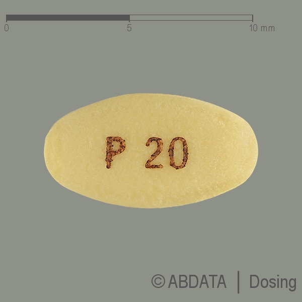 Produktabbildungen für PANTOPRAZOL NYC 20 mg magensaftres.Tabletten in der Vorder-, Hinter- und Seitenansicht.