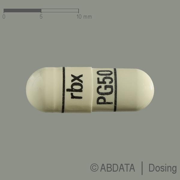 Produktabbildungen für PREGABALIN BASICS 50 mg Hartkapseln in der Vorder-, Hinter- und Seitenansicht.