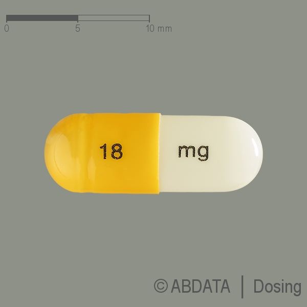 Produktabbildungen für ATOMOXETIN-neuraxpharm 18 mg Hartkapseln in der Vorder-, Hinter- und Seitenansicht.