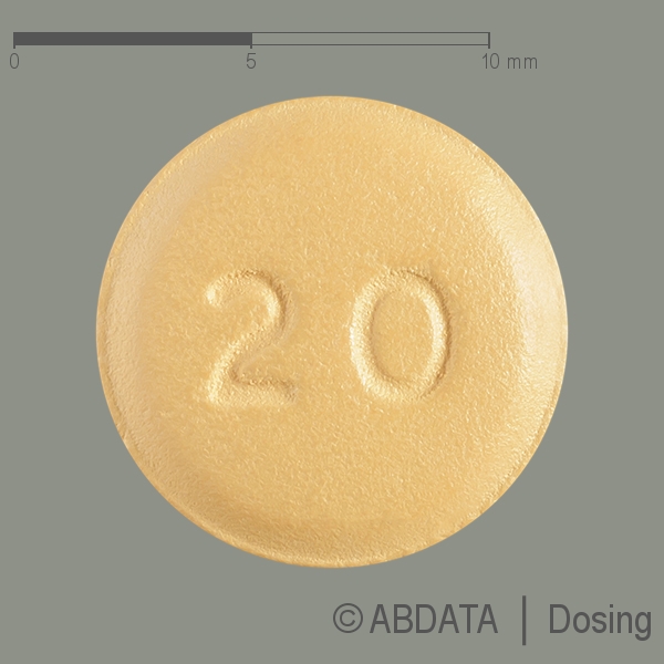 Produktabbildungen für VARDEGIN 20 mg Filmtabletten in der Vorder-, Hinter- und Seitenansicht.